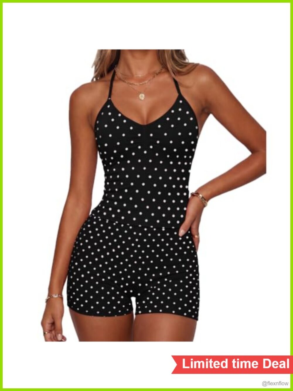 2-Piece Workout Set Halter Tank Top & Biker Shorts Activewear Gym